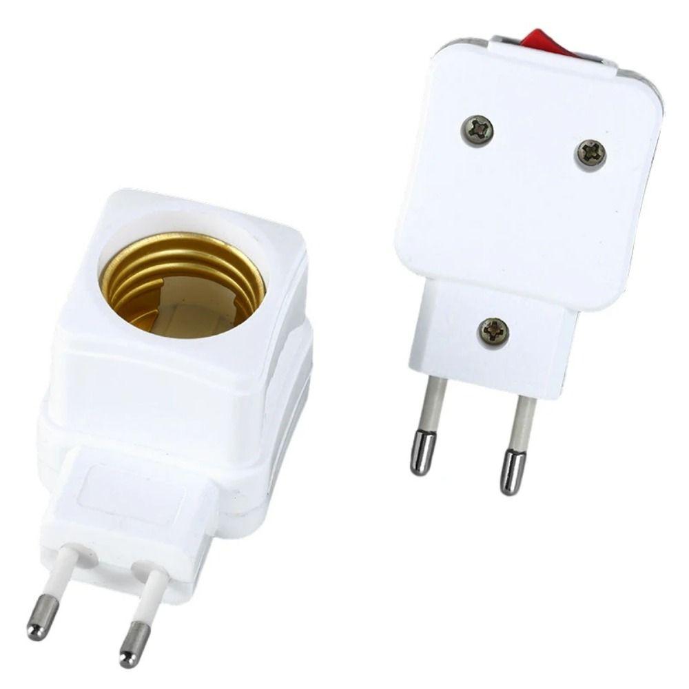 1/2Pcs Spiral Pattern Bulb Socket EU Plug Adapter E27 Thread Connector Durable Lamp Base