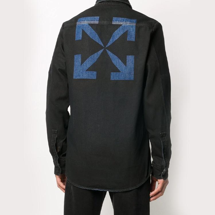 Off-White Arrows Arrow Pattern Denim Shirt Ordinary Version Black Men's OMYD020E20DEN0011049