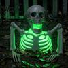Spooky Nighttime Lighting Halloween Half Body Skeleton Decoration, Realistic Light Up Plastic Durable Outdoor Decoration for Graveyard, Haunted House,