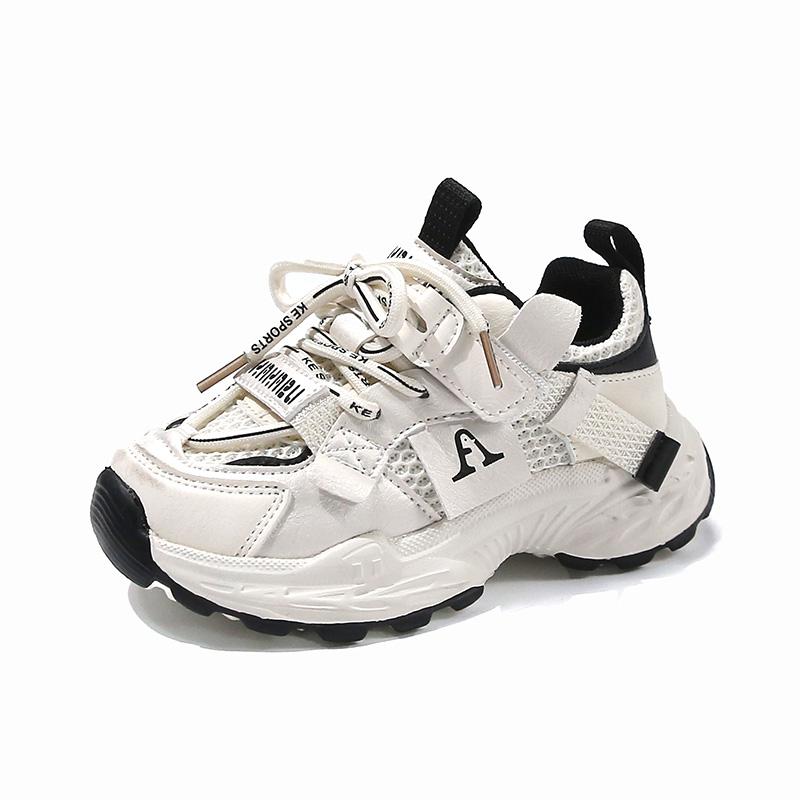 Students Running Shoes Mesh Breathable Children Sneakers Thick Soft Sole 2025 New Fashion Boys Girls Sports Shoes Hook&loop