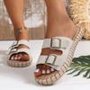 Женские сандалии, новинка 2024 года, летние пляжные туфли на толстой подошве, очень большие римские сандалии и тапочки травяной вязки