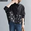 2021 Autumn Women Shirts Lady Tops Loose Long Sleeve Casual Print Polka Dot Batwing Sleeve Black Cardigan 2021 Clothing