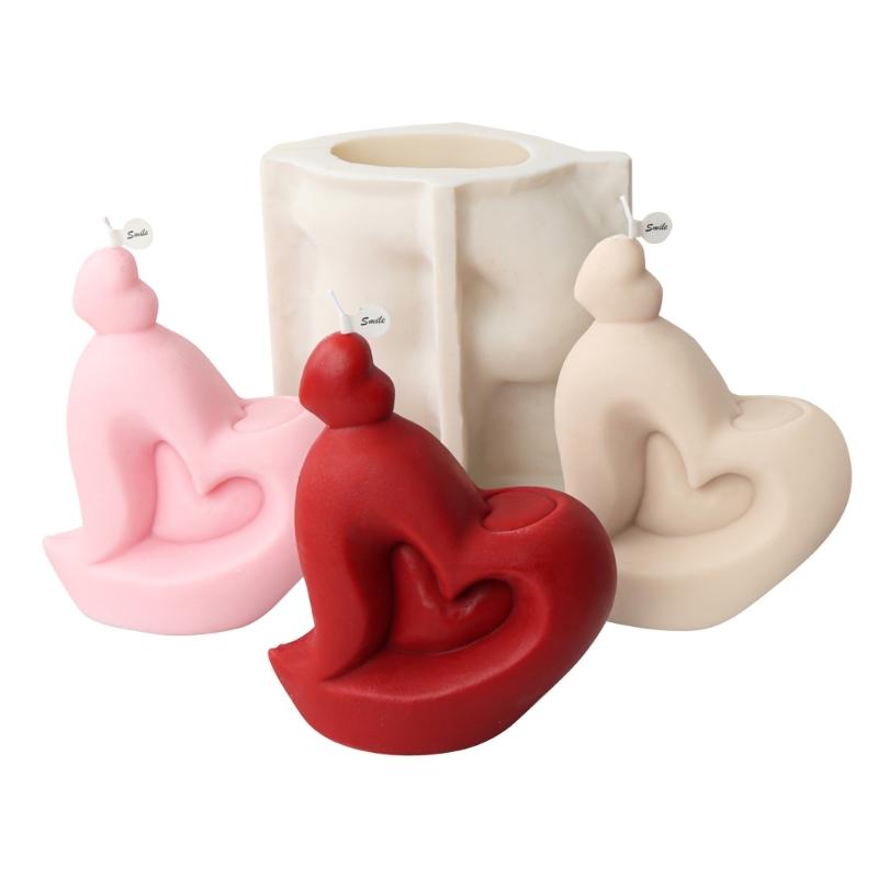 Silicone Candle Mould Heart Shaped Molds Cake Fondant Chocolate Mold Epoxy Casting Resin Moulds Food Grade Silicone