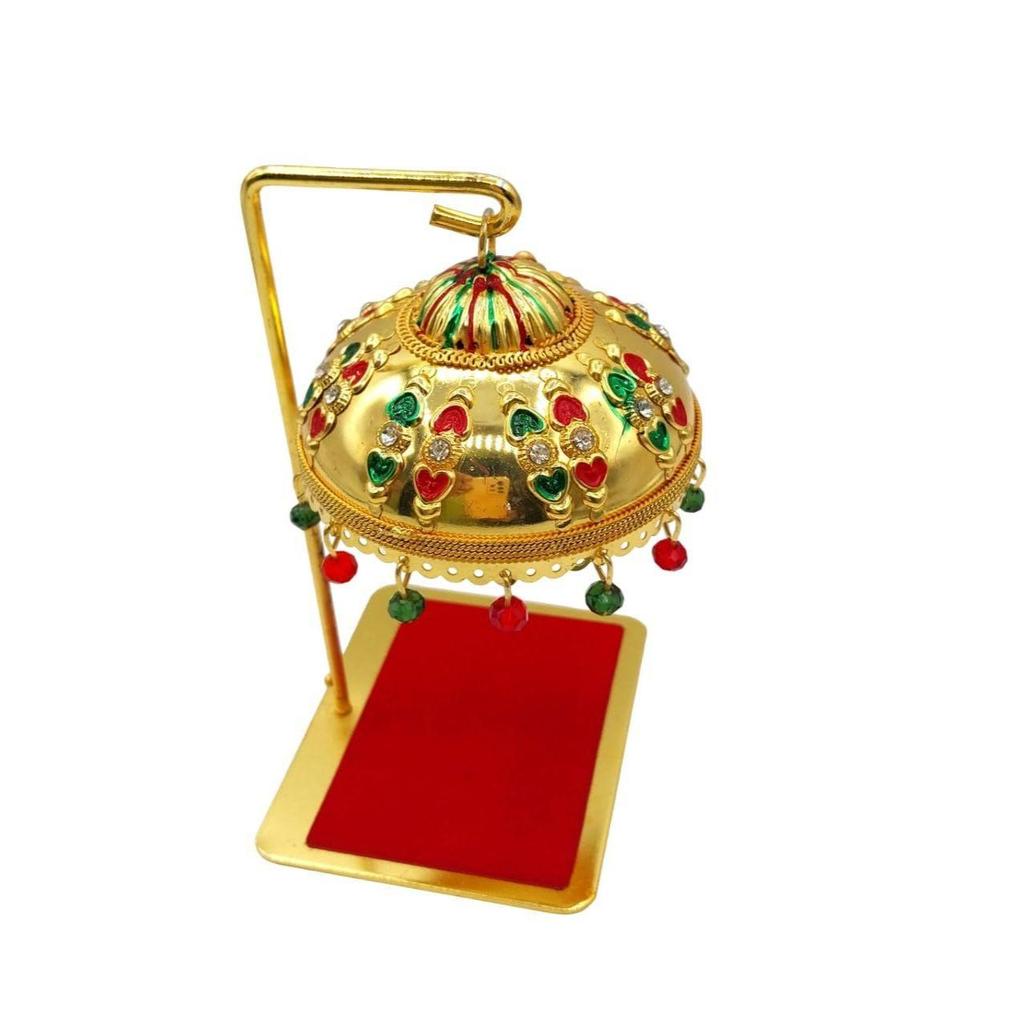 Metal Umbrella Chhatra for God Idol, Car Dashboard/Office Desk/Table/Home Decor Showpiece, Chatri Aasan for God