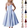 Women's Fashionable Solid Color Princess Dress With Mesh And Double Layered Suspender Dress