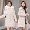 Winter Long Cotton Coat for Women Winter Coat Cotton Jacket Slim Fit Thickened Large Fur Collar Cotton Coat