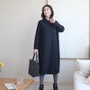 Shiz Madam Turtle Neck Pearl Tie Fleece Dress N2747