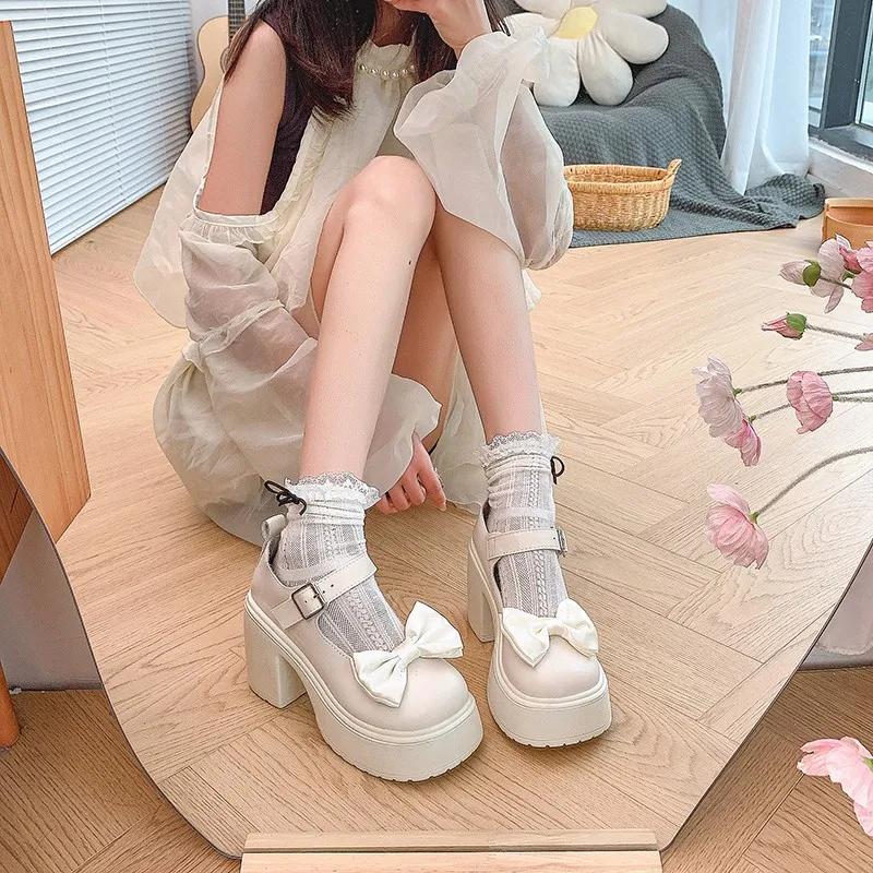 Brand Women's Shoes 2025 Mary Janes Women's High Heels Fashion Butterfly-knot Dress Pumps Women New Plus Size Solid Heels Women