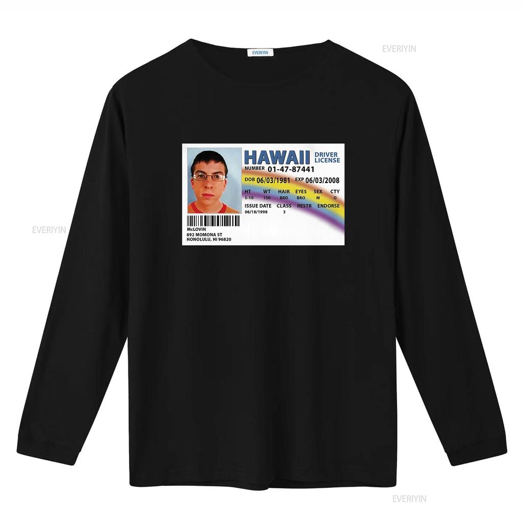 McLovin Поддельное удостоверение личности Фильм Суперперцы Гавайи Лицензия Смешная футболка винтаж Стильная стирка мужская Мягкая Повседневная дизайнерская одежда мода