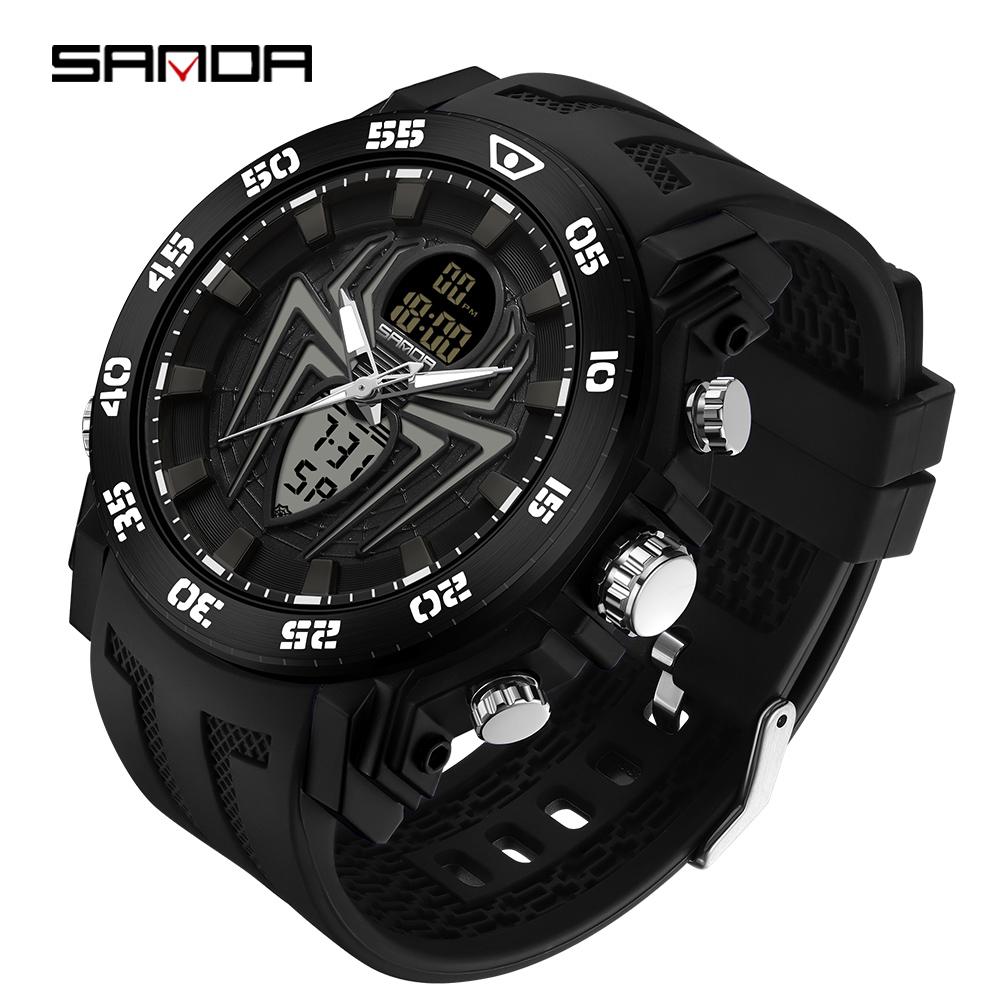 SANDA The New Double -showed Spider Night Light Youth Electronic Watch Multifunctional Fashion Trend Men's Alarm Clock Watch