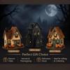 Vintage Light Up Pumpkin House Halloween Decor LED Fall Village Hand-Painted Resin Tabletop Centerpiece Warm Light Autumn Mini Glowing Landscape