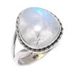 Кольцо из серебра 925 пробы с натуральным радужным лунным камнем, размер 10 z8e20