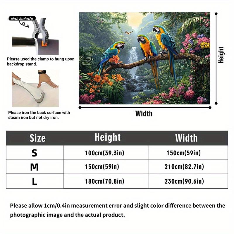 2D flat 1pc tropical rainforest parrot polyester background suitable for photography parties home event decoration