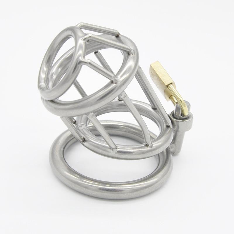Stainless Steel Male Chastity Device Adult Cock Cage with Arc-shaped Cock Ring  Sex Toy Bondage Men Chastity Belt A224