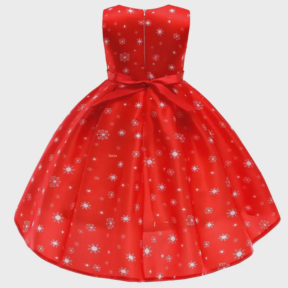 Новое рождественское длинное платье с принтом Санта-Клауса для девочек