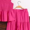 Костюм для девочки 7-12 лет, детский летний костюм, новый детский костюм для детей среднего и большого размера, топ на бретельках + широкие брюки, костюм из двух частей