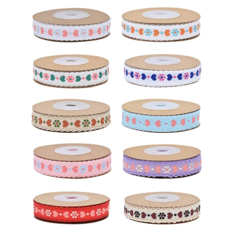 Valentines Day Ribbon Flower Heart Ribbon 5Yard for Valentines Day Gift Wrapping Wedding Decorations DIY Wreath Craft