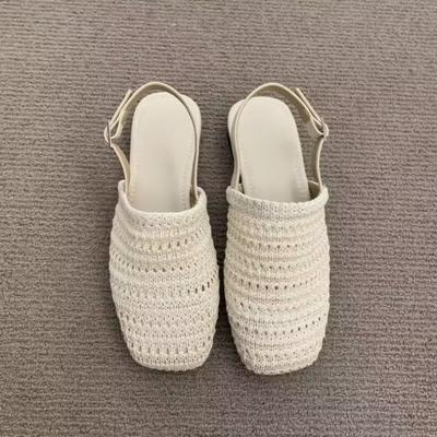 Мода 2025 Лето Новые Босоножки на Блочном Каблуке с Открытым Носком и Открытой Пяткой Женская Обувь На Низком Каблуке с Одним Ремешком