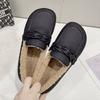 Popular Velvet Beanie Shoes Women's 2024 Winter New Soft-soled Soft-faced Mother Flat-soled Leather Shoes Warm Versatile Cotton Shoes