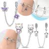 Оригинальная медная классическая фиолетовая бабочка цветок кошка фиксированная цепочка медведь пара бусина подходит браслет женские украшения DIY аксессуар