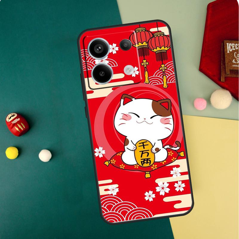 Китайский милый счастливый кот Чехол Для Xiaomi Redmi Note 14 13 12 11 15 Pro Plus Redmi 15 13 10 10C 12C 13C 14C 15C Funda