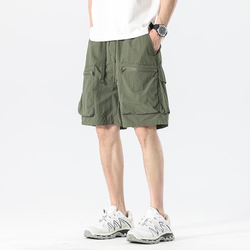 Men's Trendy Summer Loose Straight Cargo Shorts - Nylon Ice Silk, Mid-Length, Casual Fit