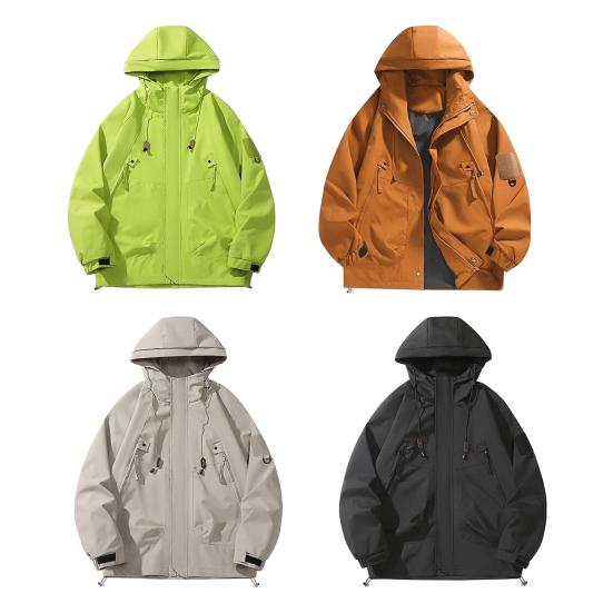 Мужская куртка с капюшоном, длинным рукавом, ветрозащитная, водонепроницаемая, ветровка, дизайн с несколькими карманами, повседневный спортивный стиль, верхняя одежда