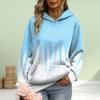 Womens Fashion Gradient Blue Print Loose Hoodie Tops Blouse Sweatshirt Casual Long Sleeve Pullover Tops