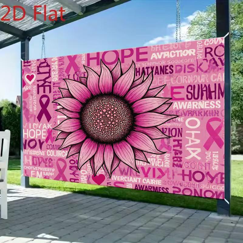 2D Hope & Courage Breast Cancer Awareness Backdrop for Photoshoot & Decoration
