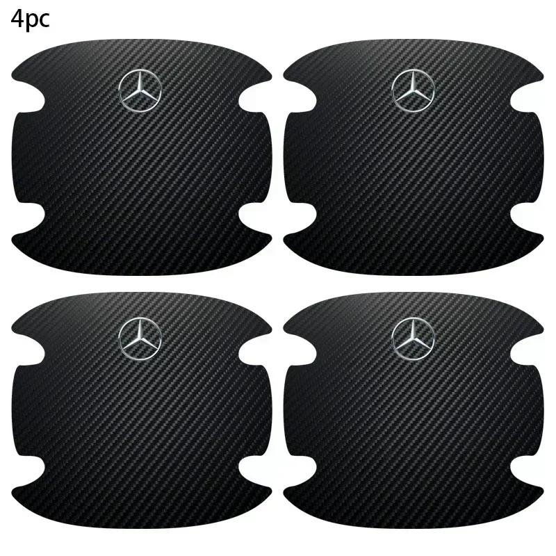 ZPU1 4pc Carbon Fiber Car Door Bowl Protection Sticker Door Handle Protection Film for Mercedes Benz W211 W204 W210 W203 CLA GLA