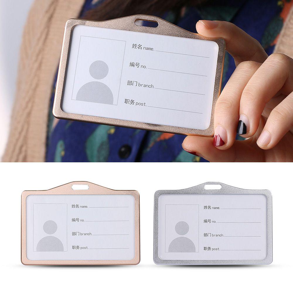 Exhibition Office School Vertical ID Business Case Aluminum Alloy Name Card Work Card Holders