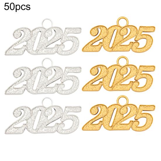 50 шт. DIY 2025 Подвеска для шляпы, браслета, ожерелья, ювелирного аксессуара, шарма, новогоднего подарка, набор для творчества, подвеска в виде цифры, мини-ювелирные изделия, печатки, шармы
