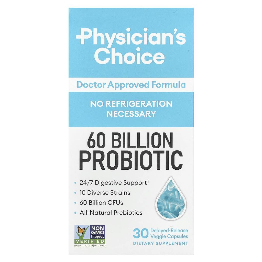 Physician's Choice 60 Billion Probiotics, Delayed Release Veggie Caps, 30