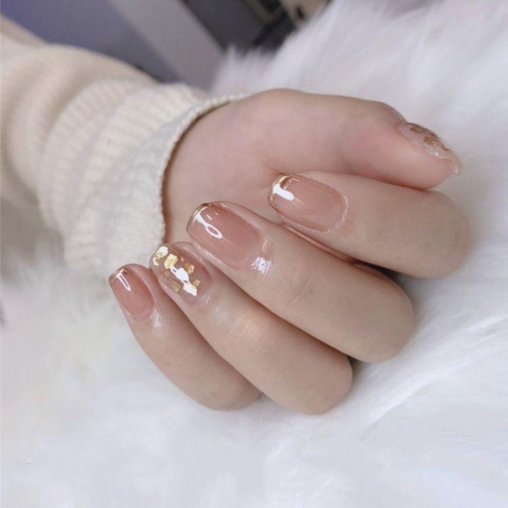 On Nails Artificial Full Cover Nail Tips Short Round/Square Head False Nails Wearable Fake Nails