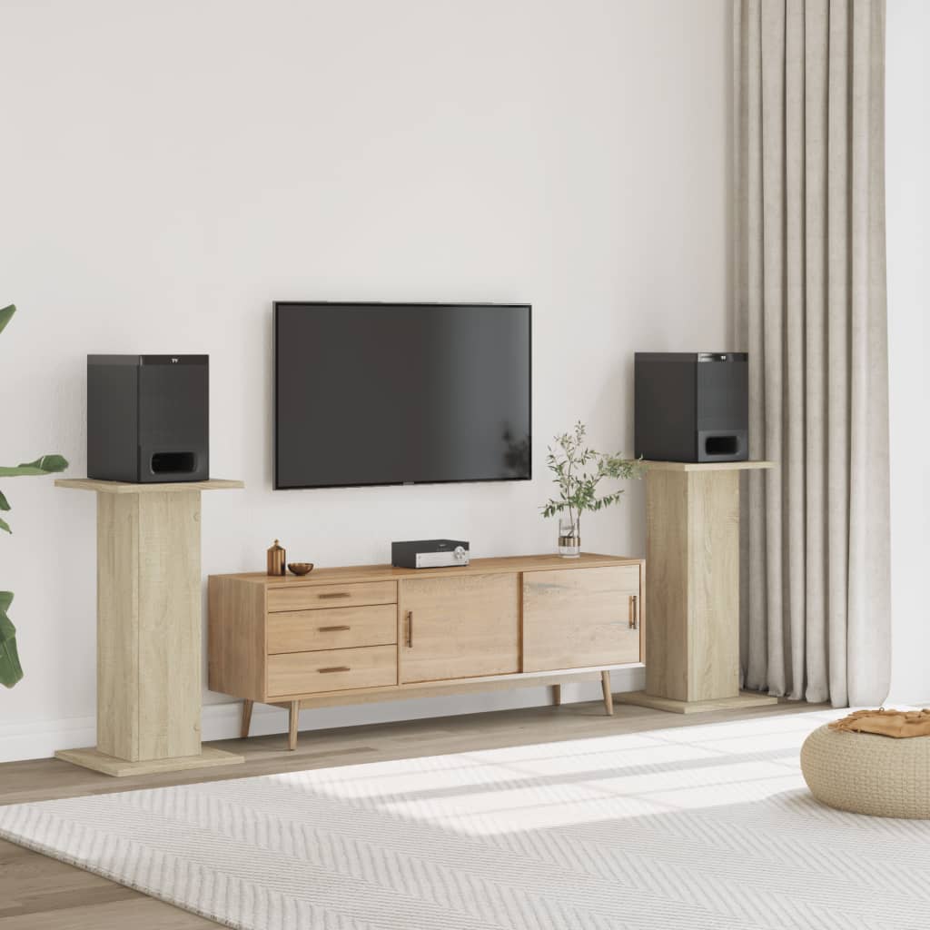Speaker Stands (2 pcs) Sonoma Oak Finish 30 x 30 x 80 cm Engineered Wood
