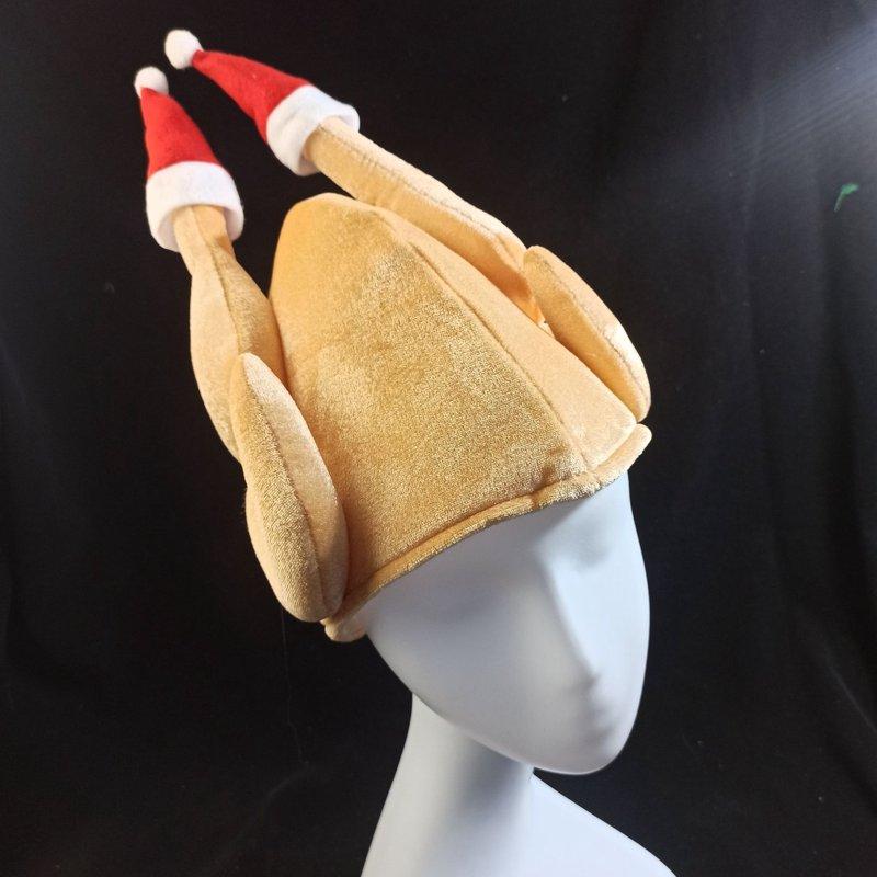 Funny Carnival Chicken Leg Hat for Adults 2pcs Set - Christmas Thanksgiving Decoration Turkey Hat Halloween Party Festive Cap
