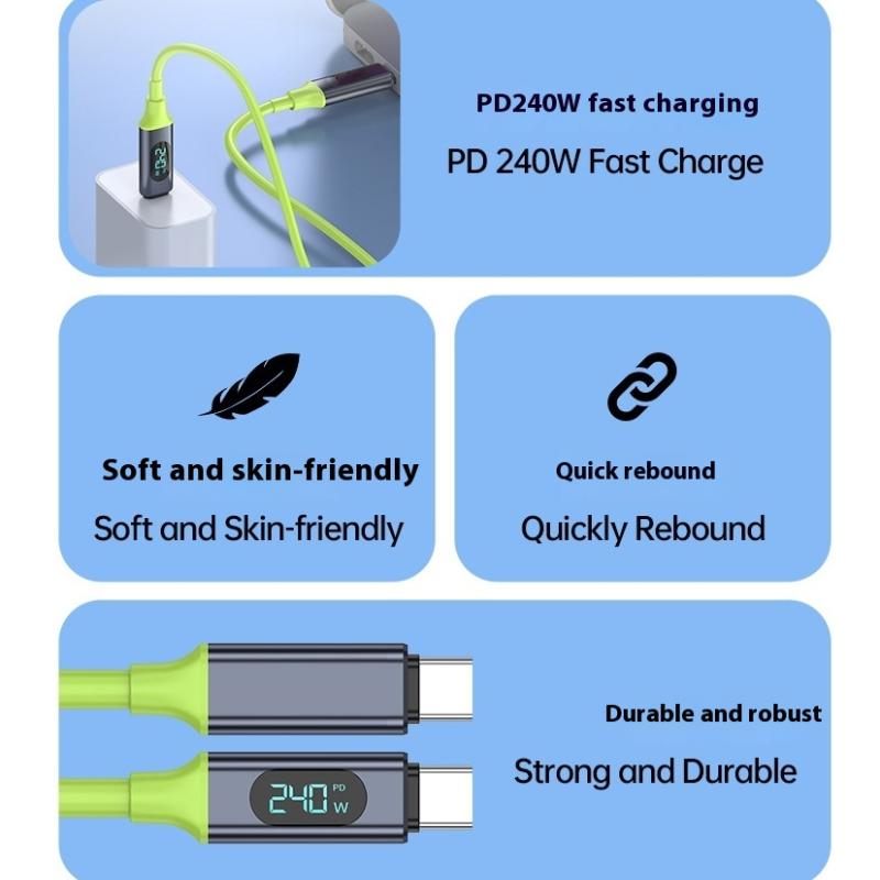 Цифровой 240 Вт Быстрая Зарядка USB Type C Кабель USB-C Быстрая Зарядка Передача Данных Зарядный Шнур Для Телефона