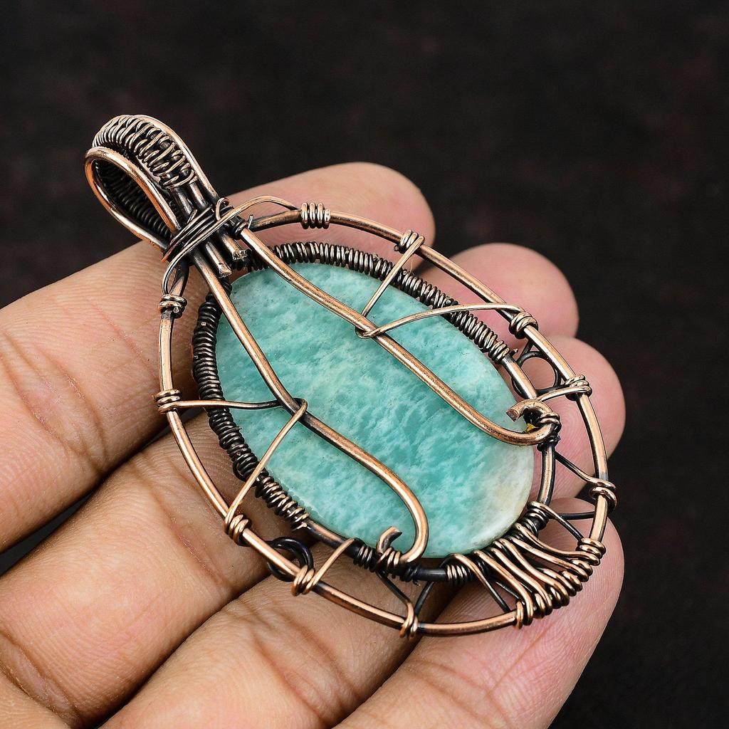 Tree Of Life Amazonite Pendant Gemstone Pendant Copper Wire Wrapped Pendant Copper Jewelry Handmade Designer Pendant Amazonite Gift For Her
