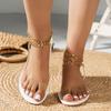 Босоножки Женские 2025 Новая Летняя Обувь Мода Металлическая Цепь Плоские Босоножки Женские Римские Повседневные Ремешок на Щиколотке Женские Sandalias De Mujer