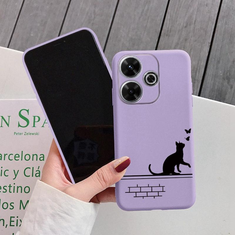 Cat Soft Silicone Case For Samsung A55 A35 M35 S24 Redmi Note 13 Pro 13C 14 Xiaomi Poco C65 iPhone 15 Huawei Honor 200 Realme Camera Shockproof Cover