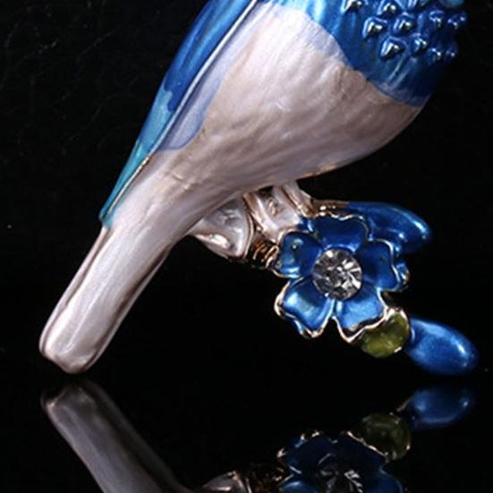 Милая эмалированная синяя брошь в форме птицы, булавка в виде цветка, женская футболка, шаль, значок, костюм, лацкан, вечерние брошь в виде животного, подарок