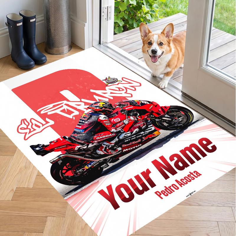 Custom Name MotoGP Crystal Velvet Floor Rug Personalized Text Soft Carpet Home Decor