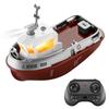 Remote Control Boat, 2.4GHZ 1:32 Waterproof Mini Tugboat with Lights, Rechargeable Electric Toy for