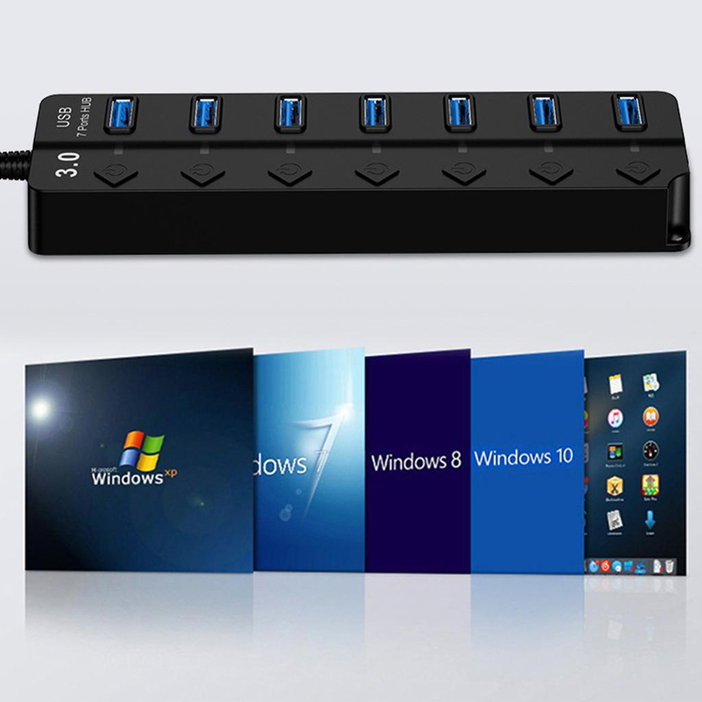7 4-портовый USB 3.0 концентратор, многофункциональный разветвитель, зарядное устройство, адаптер питания, несколько расширительных концентраторов с переключателем для ноутбука