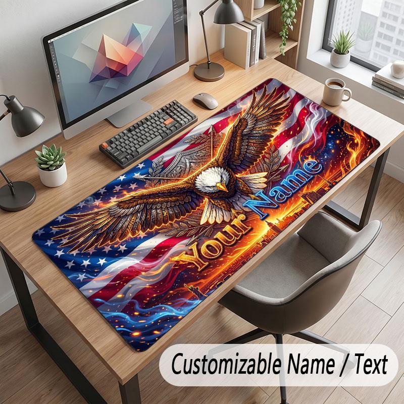 American Patriotic Theme Customized Mouse Pad Personalized Print Name Text Desk Mat For Home Office Table Decor