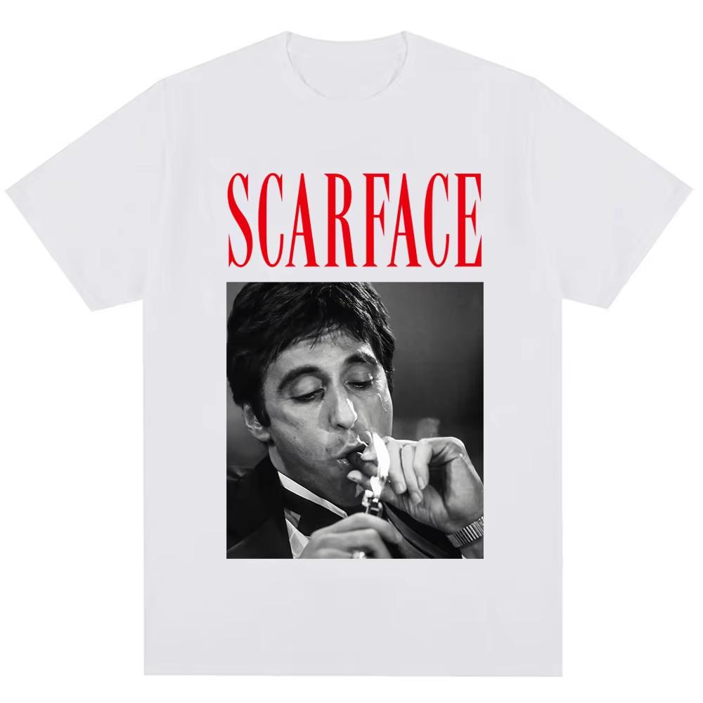 Movie Gangster Scarface Al Pacino Tshirts Unisexs Womens Plus Size Casual Short Sleeve Crew Neck Cotton Tee Unisex Fashion Tops