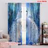 2D Flat Printing 2pcs Window Drapes Peacock Durable 100% Polyester Fabric,Without Electricity Versatile Suitable for Indoor