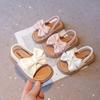 Kids Sandals for Girls Summer Girls Bow Sandals Children Beach Shoes Open Toes Flat Anti-skid Rubber Ankle Strap