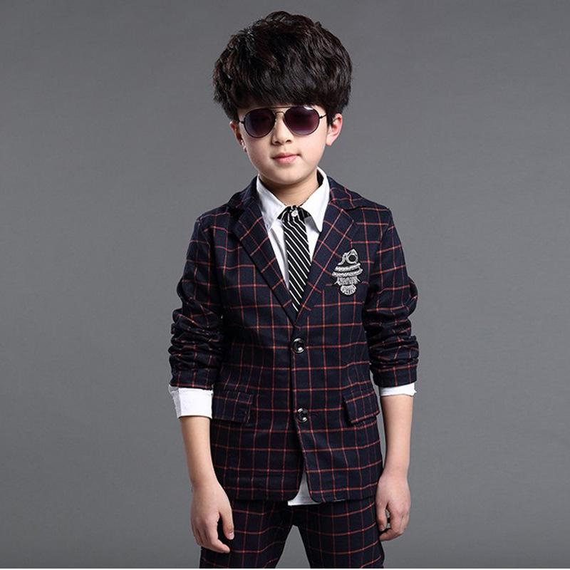 Костюм для мальчиков, детский костюм из двух предметов в британском стиле джентльмена, костюм для мальчика, куртка + брюки, детская одежда