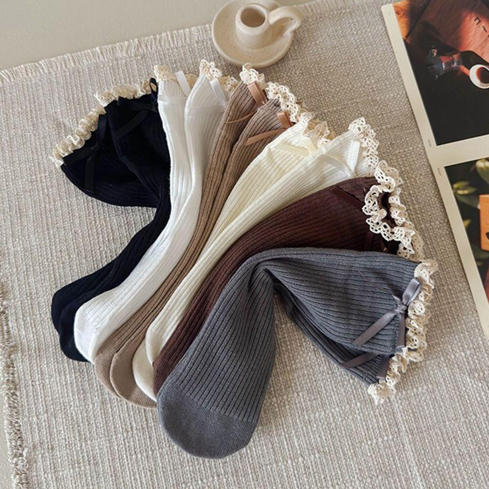 Cotton Bowknot Stockings Bowknot Girl Long Socks Baby Dress Lolita Sock